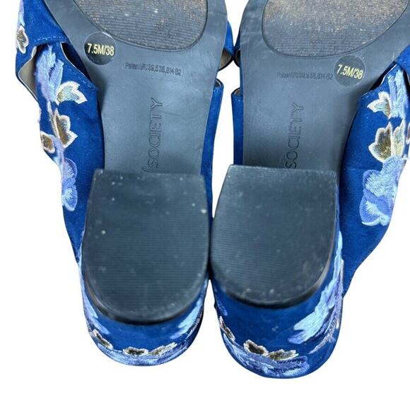 Sole Society Luella Womens Navy Blue Embroidered Floral Cross Sandals Heels 7.5 - Picture 14 of 16